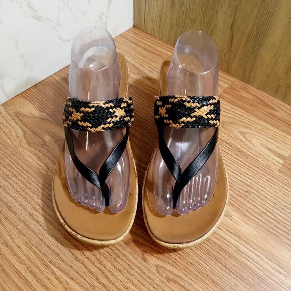 Skechers Luxe Foam Wedge Sandals Womens Sz 11 EU 41 Thong Slip On 38533 - Picture 2 of 16